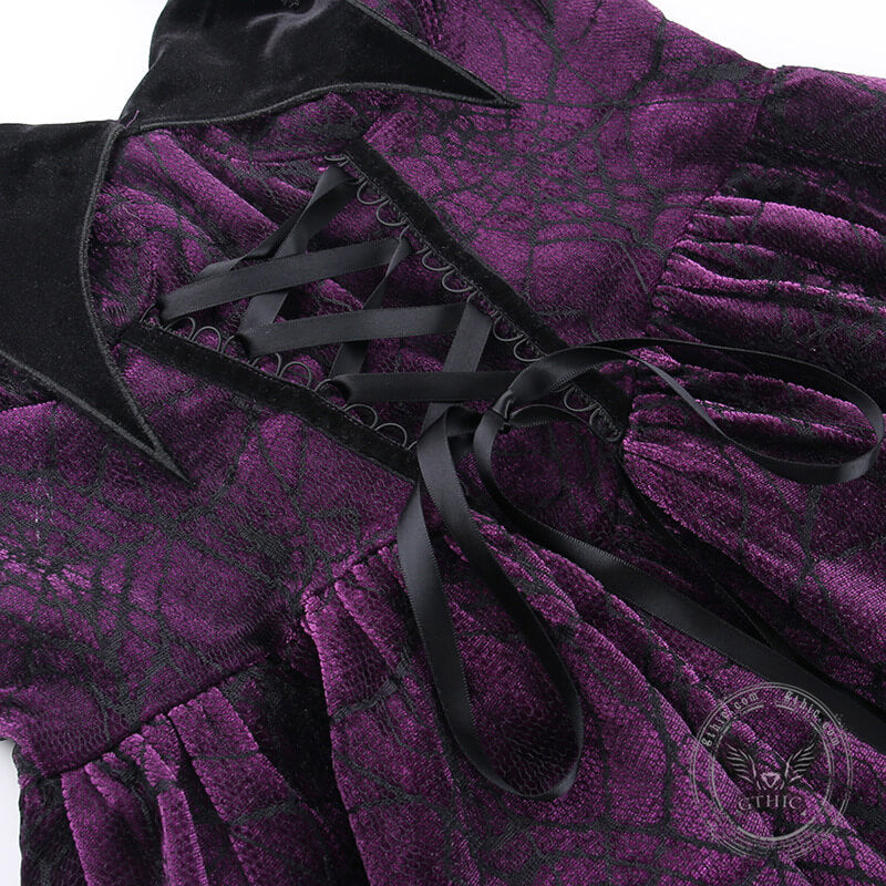Gothic Lace-up Spider Web A-line Dress