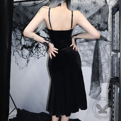 Gothic Lace Velvet Mermaid Slip Dress