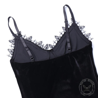 Gothic Lace Velvet Mermaid Slip Dress