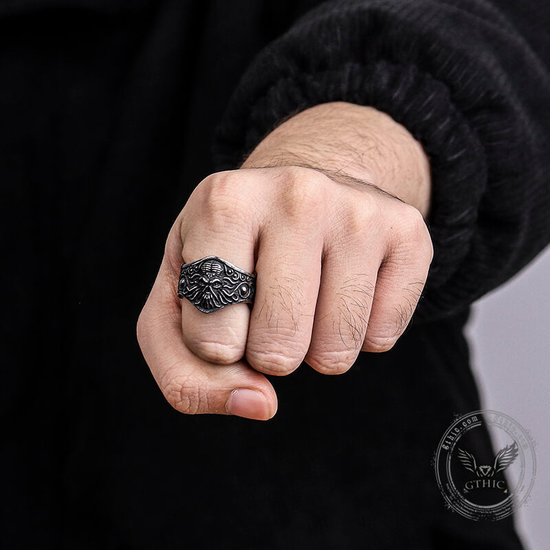 Gothic Octopus Stainless Steel Cthulhu Ring