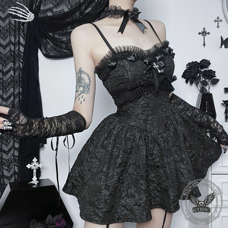 Gothic Rose Lace A Line Party Dress