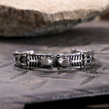 Gothic Skeleton Stainless Steel Skull Bangle Bracelet