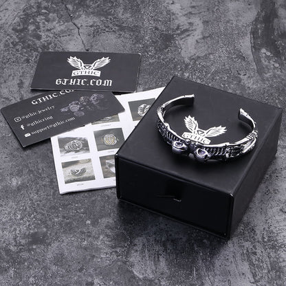 Gothic Skeleton Stainless Steel Skull Bangle Bracelet