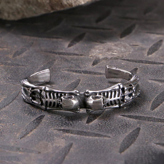 Gothic Skeleton Stainless Steel Skull Bangle Bracelet