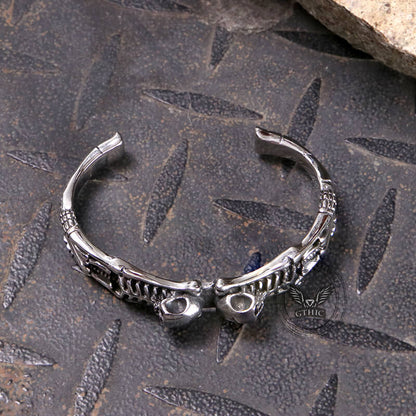 Gothic Skeleton Stainless Steel Skull Bangle Bracelet