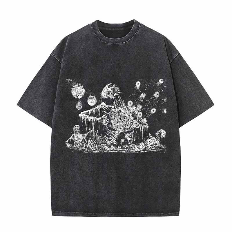 Gothic Skull Eyeball Print T-shirt