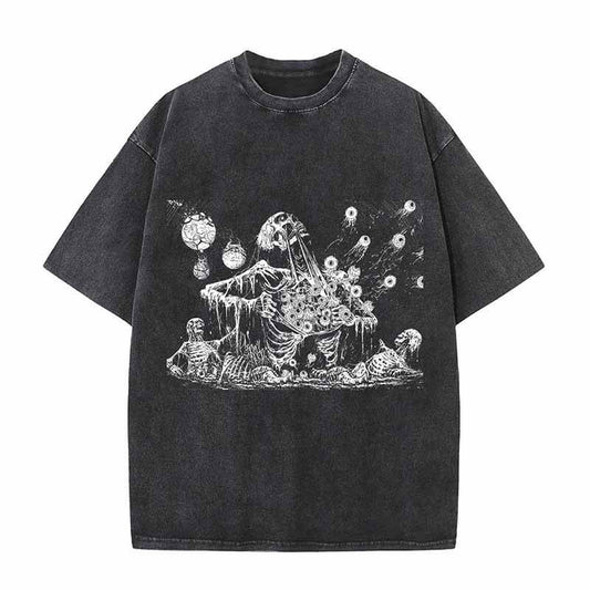 Gothic Skull Eyeball Print T-shirt