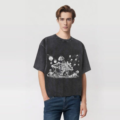 Gothic Skull Eyeball Print T-shirt