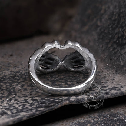 Gothic Skull Hand Heart Shaped Stainless Steel Ring