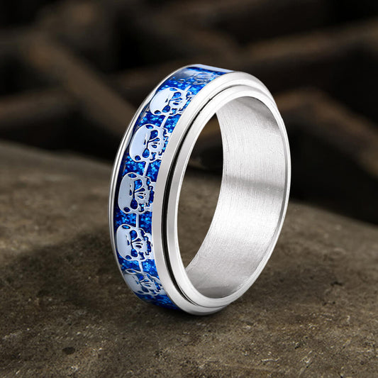 Gothic Skull Head Stainless Steel Rotatable Ring
