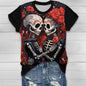 Gothic Skull Love Round Neck Short Sleeve T-Shirt