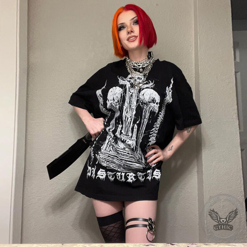 Gothic Skull Polyester T-Shirt Dress