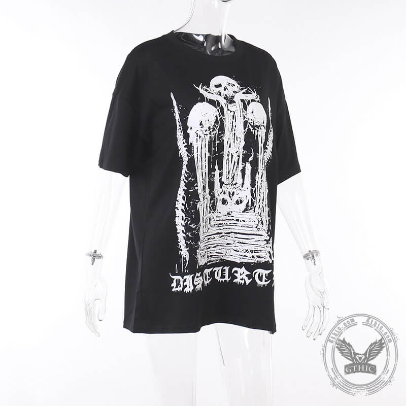 Gothic Skull Polyester T-Shirt Dress