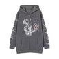Gothic Skull Print Cotton Hoodie Coat