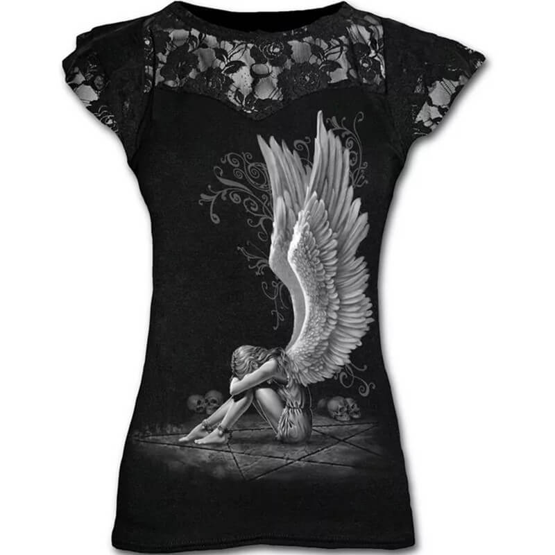 Gothic Skull Print Women’s Long T-shirt