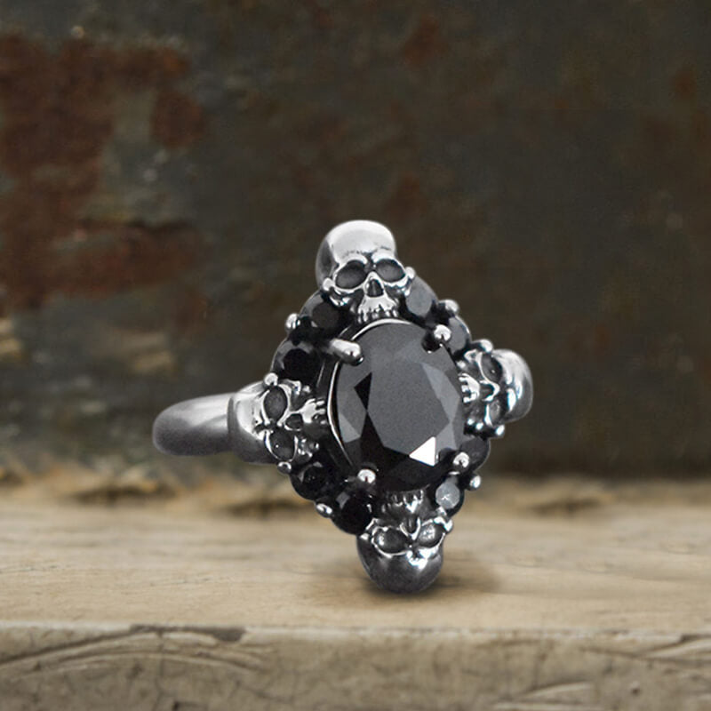 Gothic Skulls Black Zircon Stainless Steel Ring
