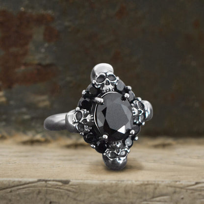 Gothic Skulls Black Zircon Stainless Steel Ring