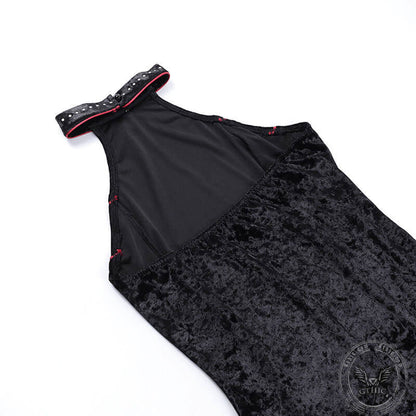 Gothic Sleeveless Halterneck Velvet Dress