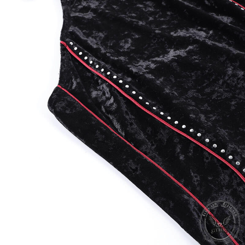 Gothic Sleeveless Halterneck Velvet Dress