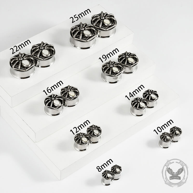 Gothic Spider Design Stainless Steel Ear Gauges