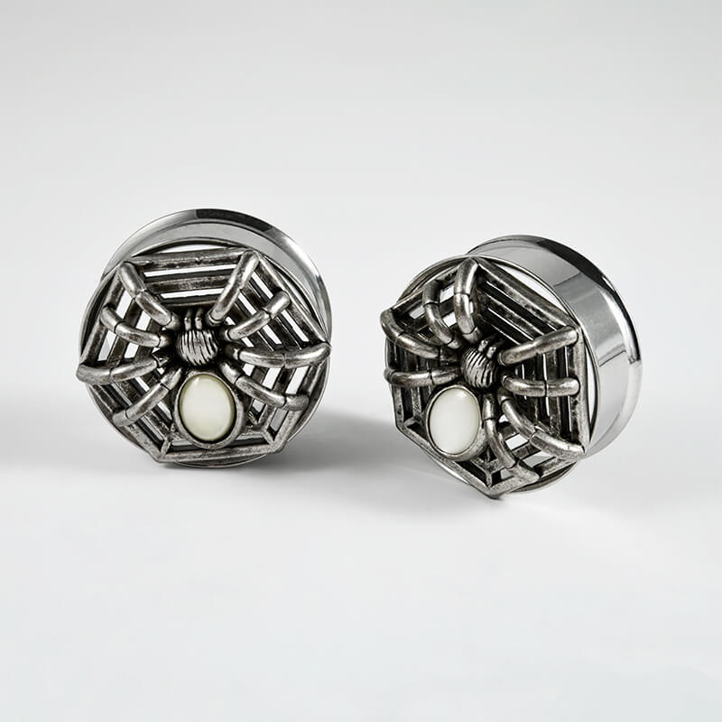 Gothic Spider Design Stainless Steel Ear Gauges