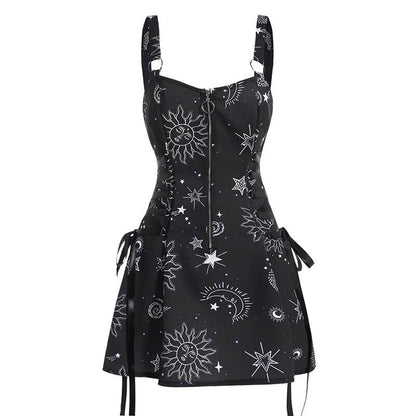 Gothic Strap Backless A-line Mini Dress