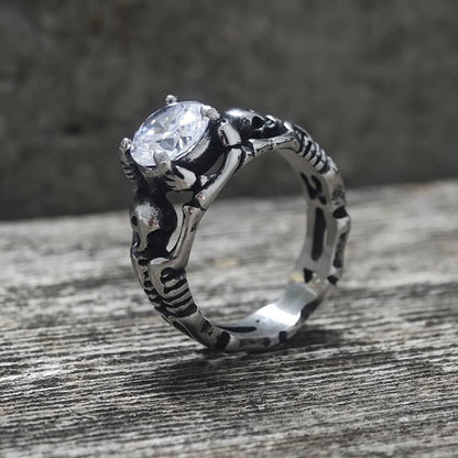 Gothic Tribute Gem Stainless Steel Skull Ring