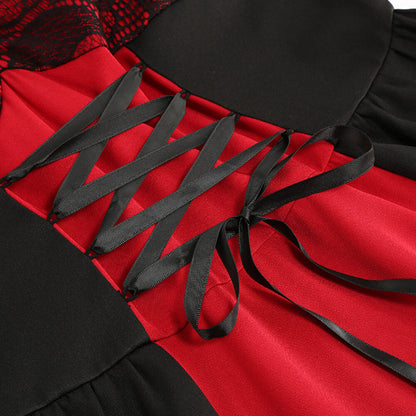 Gothic Two Tone Patchwork Skull Dress