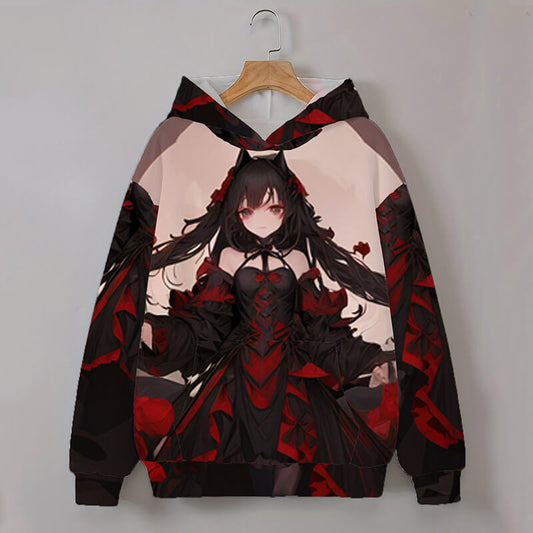 Gothic Wolf Girl Anime Polyester Hoodie
