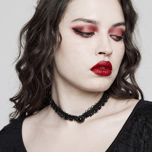 Gothic Woven Lace Choker Necklace