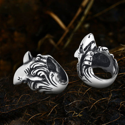 Great Shark Ocean Wave Stainless Steel Animal Ring