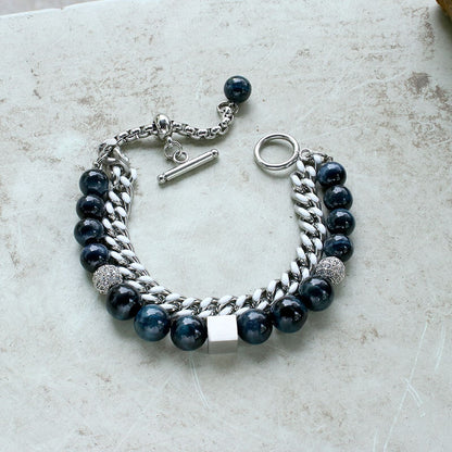 Green Tiger Eye Stainless Steel Bracelet