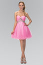 Strapless Sweetheart Tulle Short Dress Accented with Jewel