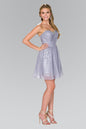 Sweetheart Sequin Short Dress with Chiffon Overlay