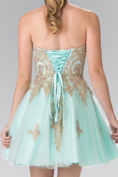 Sweethearted A-line Tulle Short Dress with Corset Back