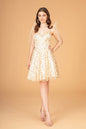 Glitter Mesh Babydoll Short Dress w/ Ribbon Attachment on Shoulder