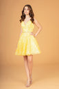 Mock Two-Piece Babydoll Short Dress w/ 3-D Flower Appliques