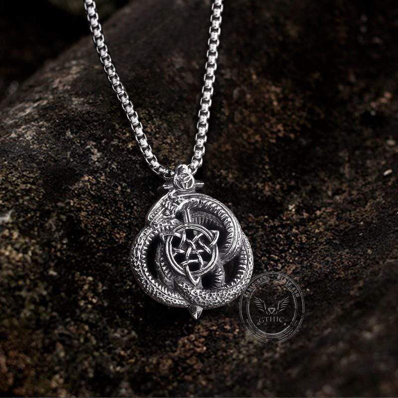 Celtics Triquetra Dragon Stainless Steel Viking Pendant