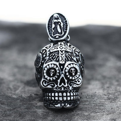 Vintage Cross Sugar Skull Pendant