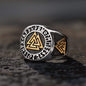 Runes Valknut Triangle Stainless Steel Viking Ring