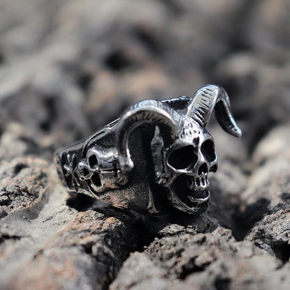 Azazel Satanic Stainless Steel Skull Ring