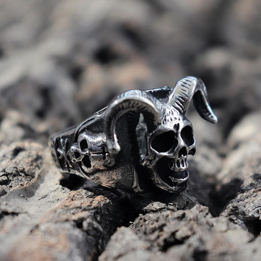 Azazel Satanic Stainless Steel Skull Ring