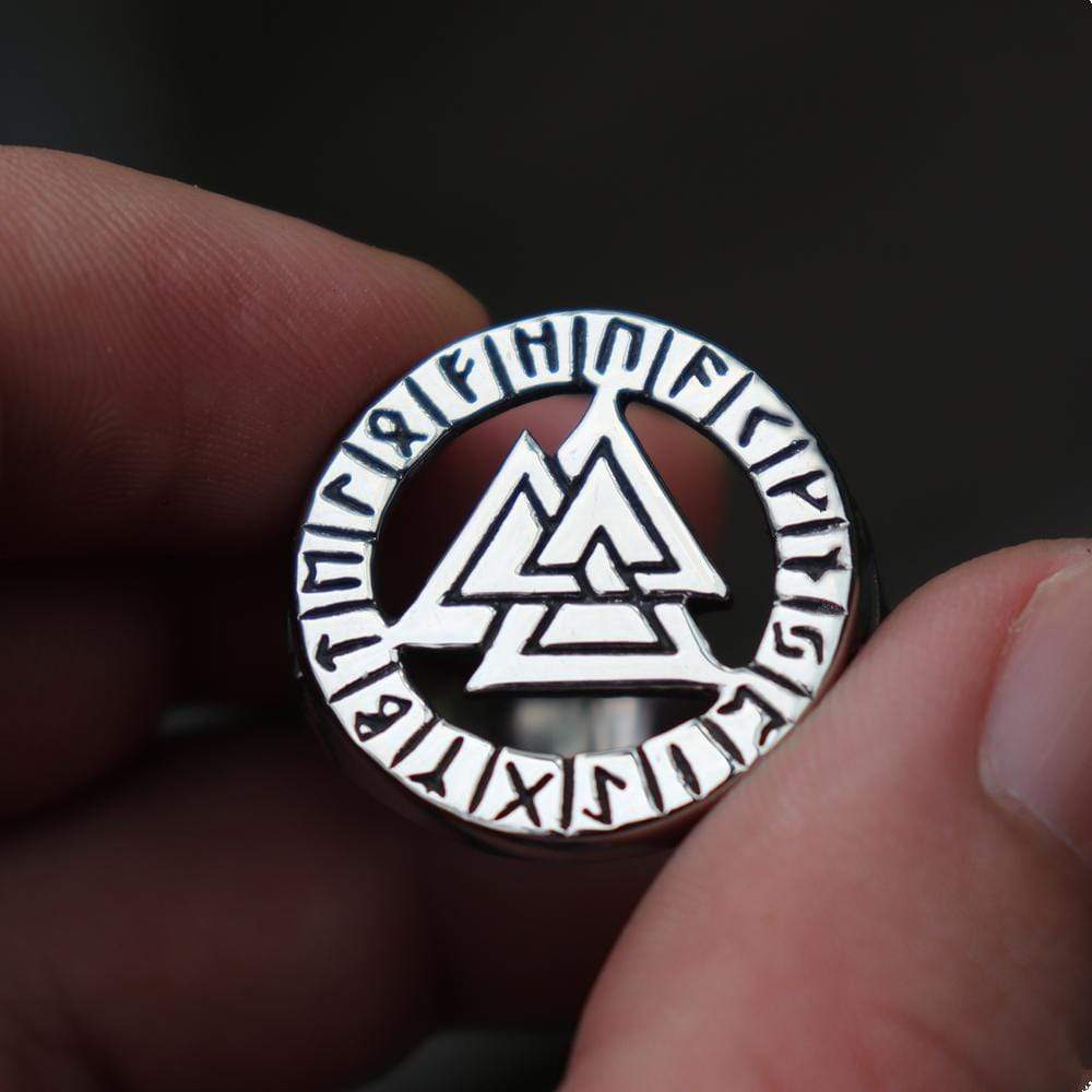 Valknut Odin Wolf Stainless Steel Viking Ring