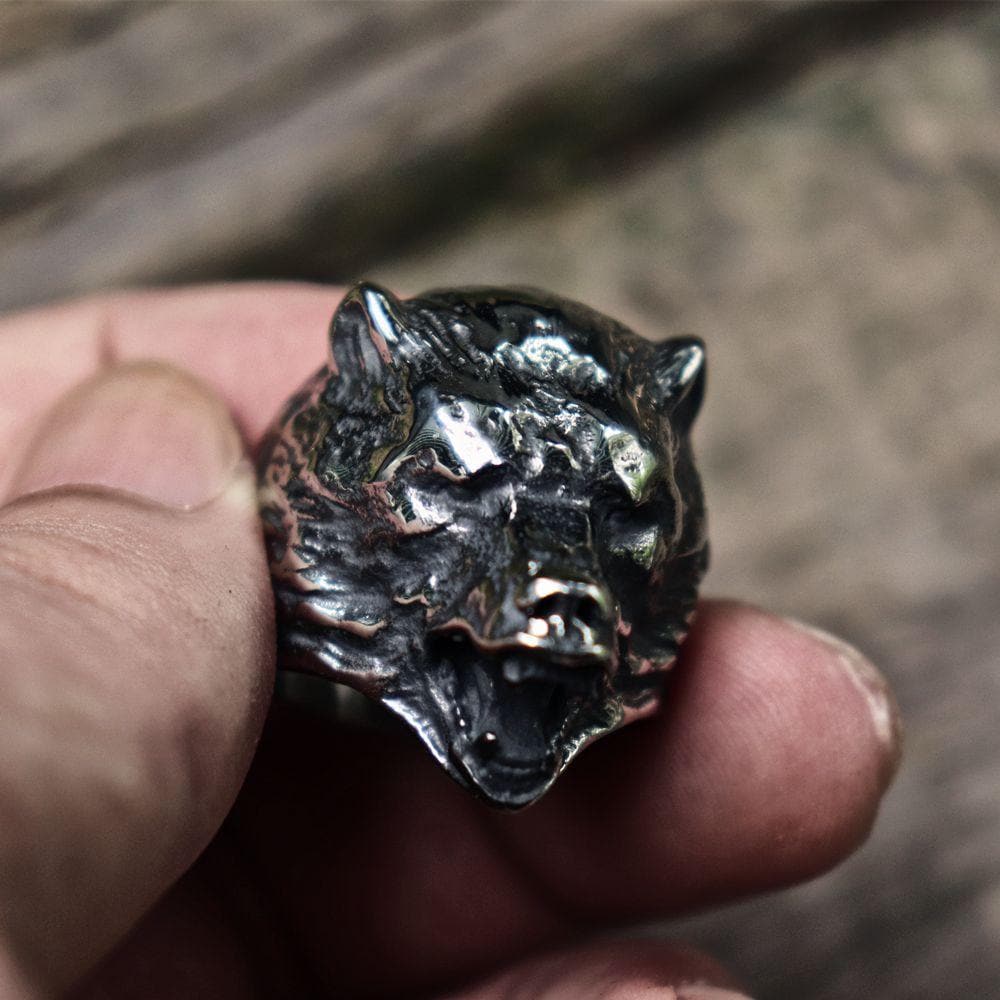 Vintage Ancient Wolf 316L Stainless Steel Beast Ring