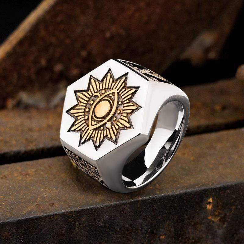 Eye of the Universe Stainless Steel Masonic Ring