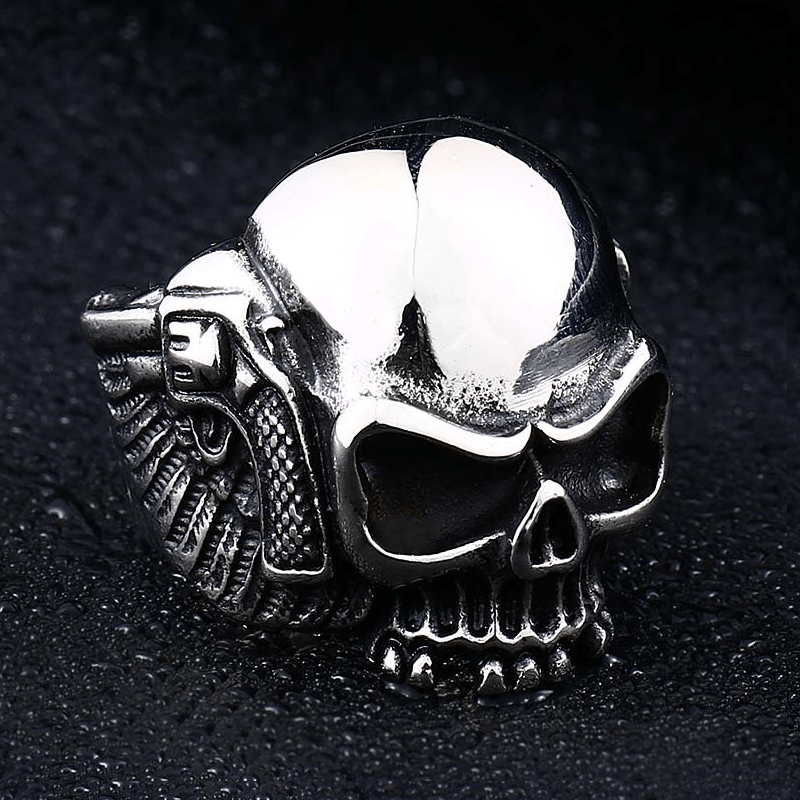 Gun Stainless Steel Skull Ring