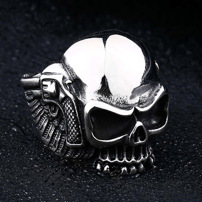Gun Stainless Steel Skull Ring