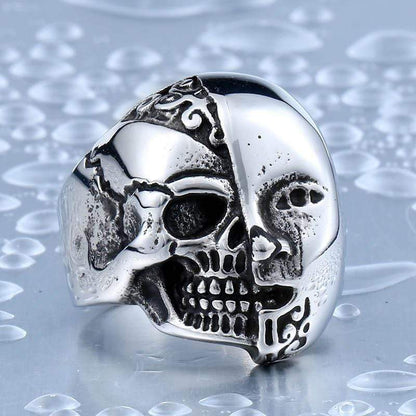 Hermaphrodite Stainless Steel Skull Ring