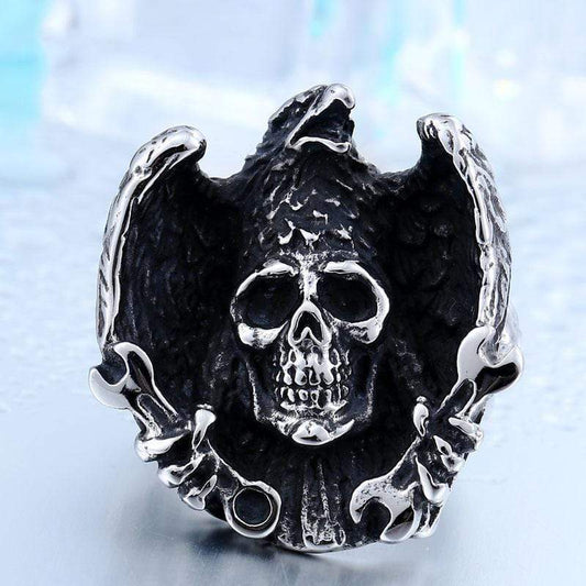 Raven Wrench Stainless Steel Skull Ring