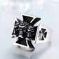 Red Eye Cross Titanium Steel Skull Ring